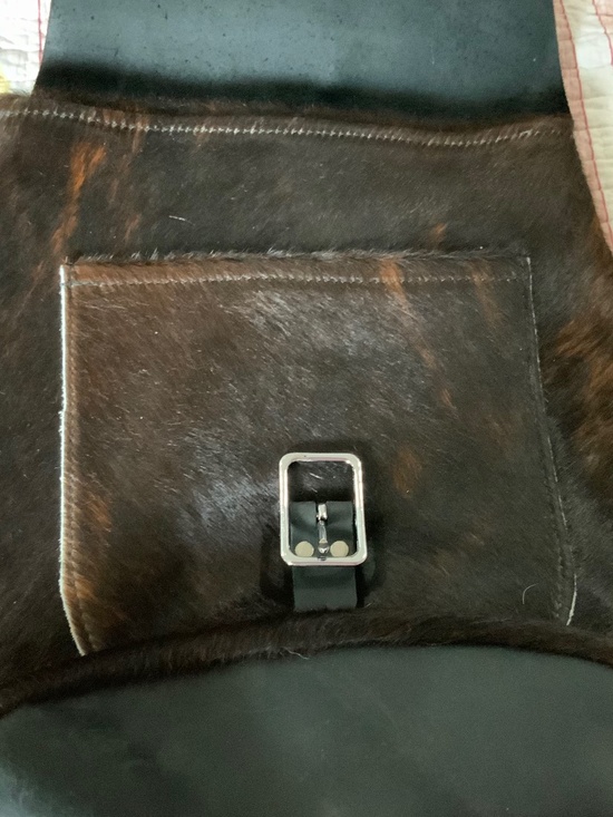 Genuine Leather Western Rustic Brown Black Cowhide Fur Front Backpack